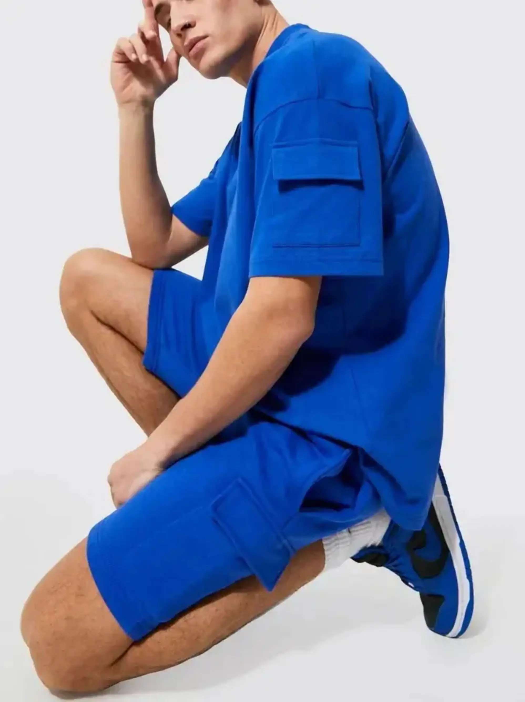 OEM T shirt WITH SHORTS Oversized Drop Shoulder Design T-shirt Custom High Quality Printing Mens T Shirts