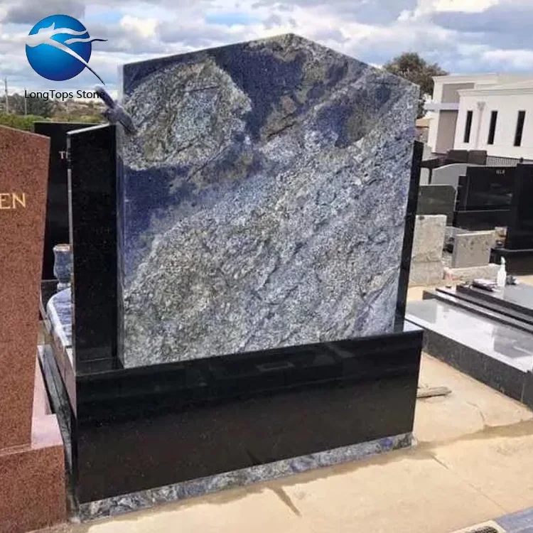 Wholesale Headstone Factory Price Natural Blue Marble Granite Monument and Tombstone