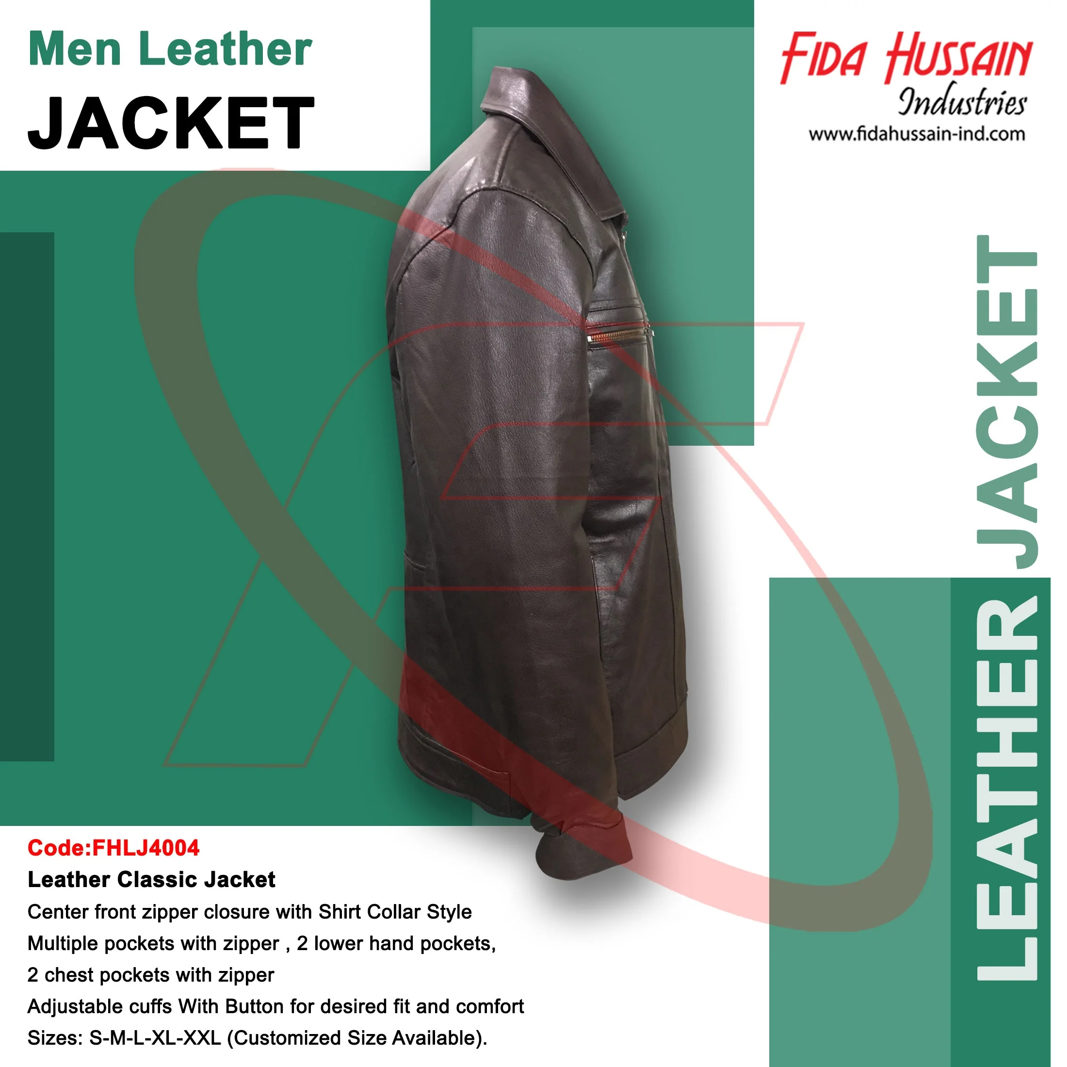 Fida Hussain Industries Brown Leather Men Classic Jacket Men Fashion Style Brown Leather Jacket Real Leather Jacket Collection