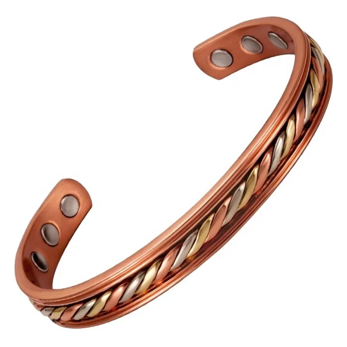 Tri Color Copper Magnetic Bracelet Pain-Relieving Healing Magnets Stylish Jewelry Gift for Women