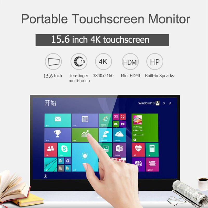 USB Type-c 3840x2160 4k Monitor with 5mm Ultra Slim LCD Display Screen for Laptop PC PS4 Gaming Portable Touch Monitor 100% sRGB