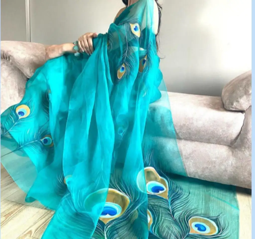 Indian Ethnic Wear Fancy Organza Silk Saree with Banglory Silk Plain Blouse Material Beautiful Digital Flower Printed Saree