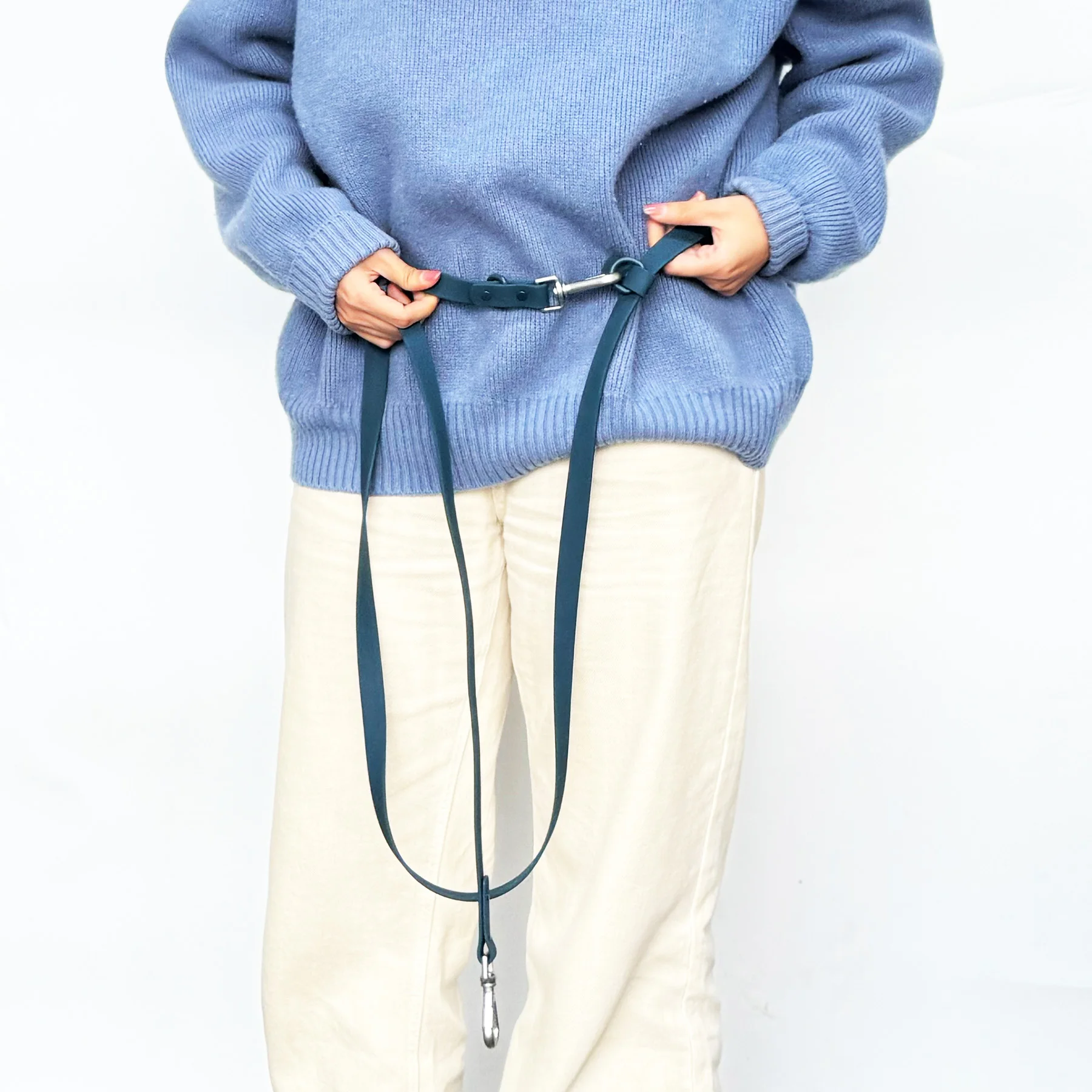 Custom 5 in one PVC Hand Free Pet Leash For Medium Large Dog With Adjustable D Buckle Waterproof Lead No Handle Dog Leash