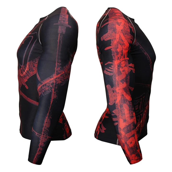 OEM изготовленный на заказ Rash Guard Лидер продаж Короткие рукава Компрессионные спортивные рубашки с графическим дизайном из спандекса ткани для MMA