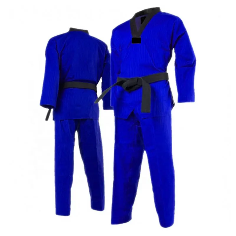 Custom Best Logo Embroidery Light Weight  Ribbed  Blue DoBok Taekwondo Uniforms  For Kids Women Men