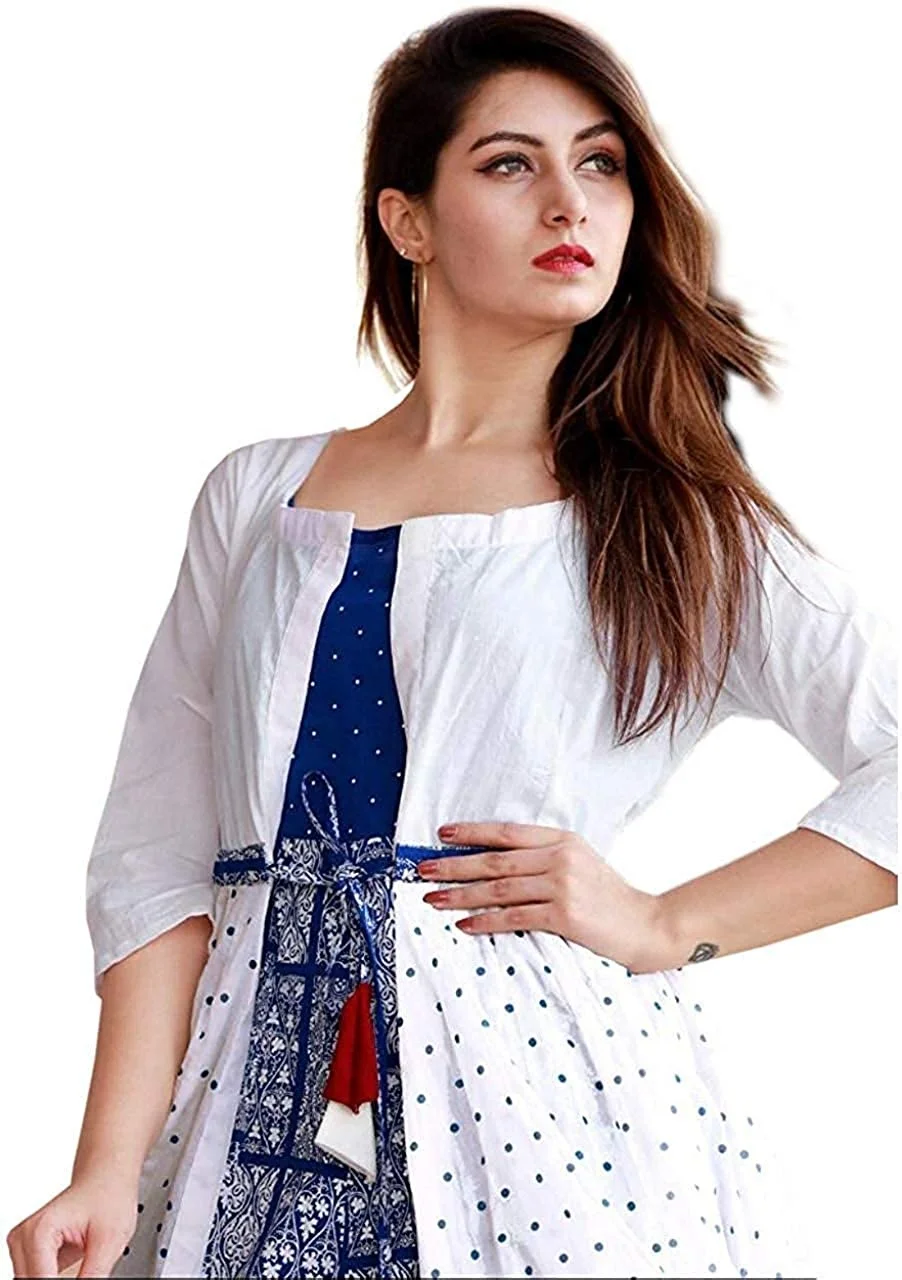 Womens Rayon Kurti Indian Ikat Printed Anarkali Kurta Kurti Designer Long Casual Office Wear Kurti Dress Supplier