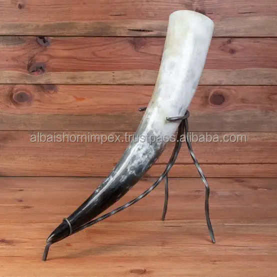 ox buffalo horn custom all size Large Viking Drinking Horn With iron Stand leather holder beer mug