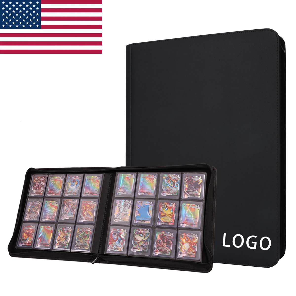 customize trading card binder top loader binder portable PU Leather collection top loader card album trading toploader binder