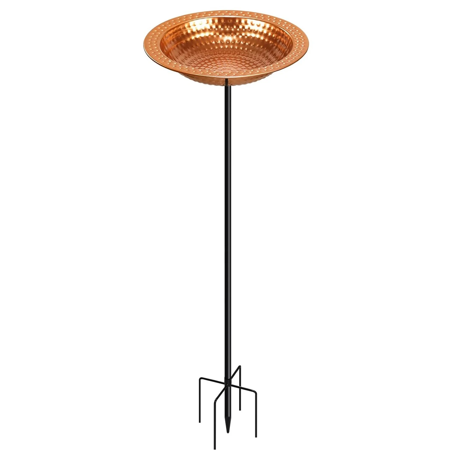 Bright Custom Wholesale Bird Bath Bird Feeder Prong Base Flame Copper Bowl for Garden Outside Yard Patio Decoration