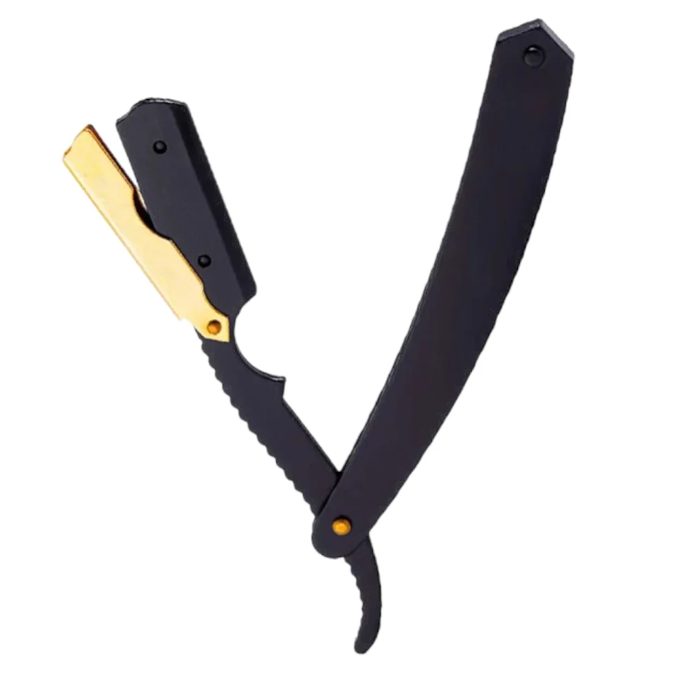 Stainless Steel Barber Razor Professional Grade, Satin Finished with Black Coated Single Blade