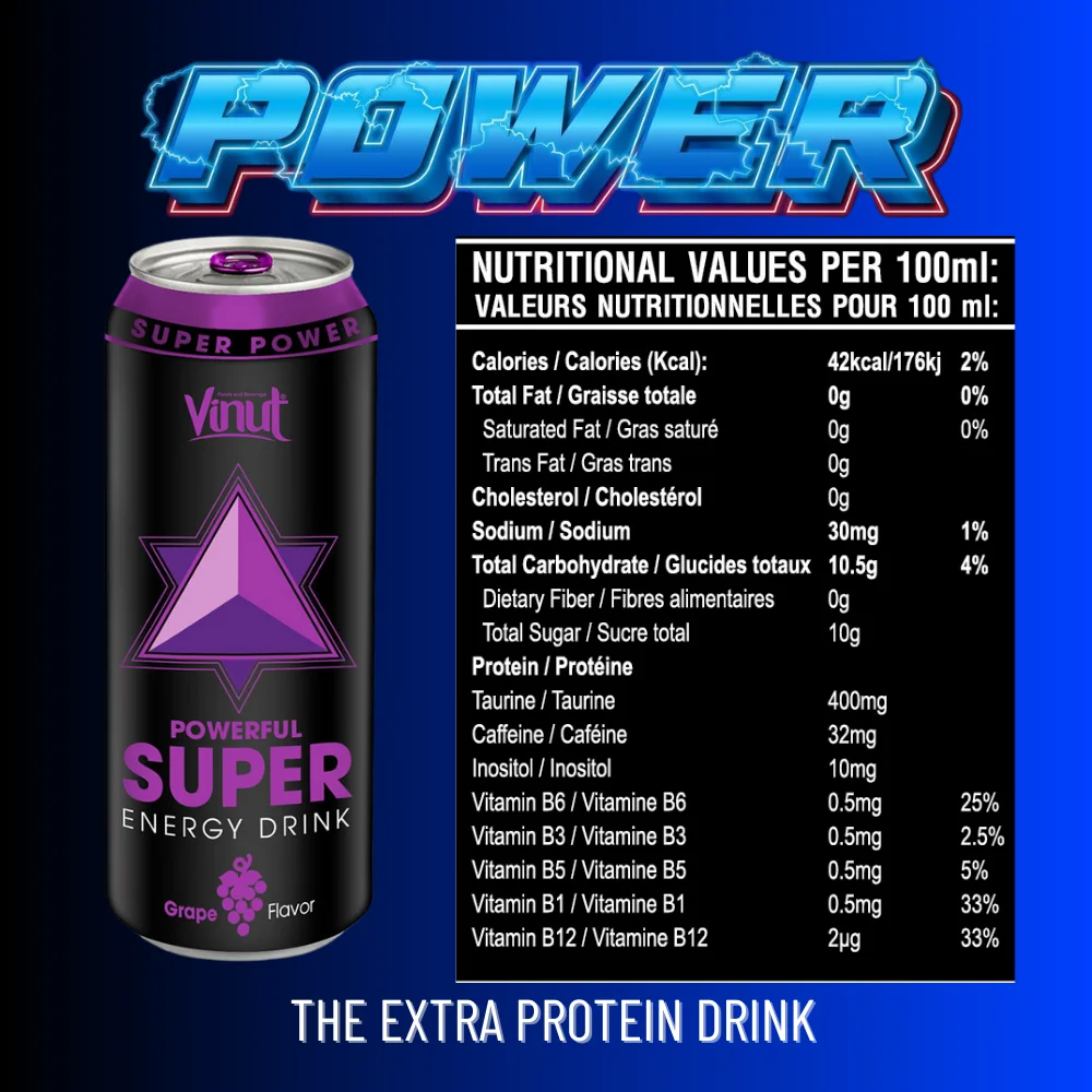 Мощный витаминный энергетический напиток 500 мл консервированный фруктовый сок со вкусом Non GMO высокого креатина производство Viet Nam Private Label