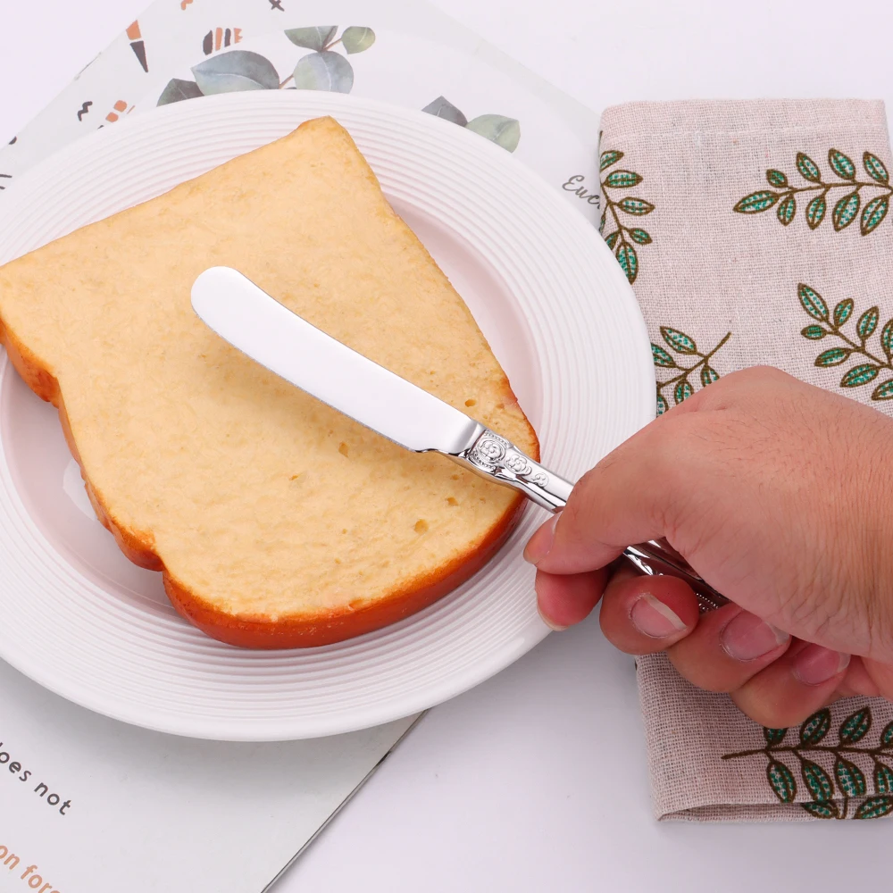 6.9 inch Vintage Butter Spreader Mirror Gold Stainless Steel Butter Knife With Hollow Handle cheese bread butter knife spread