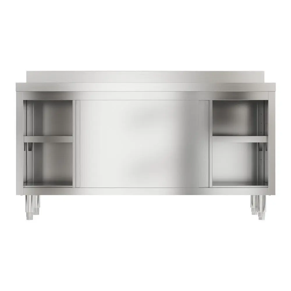 Stainless Steel Commercial Kitchen Work Table with Sliding Door Storage Cabinet