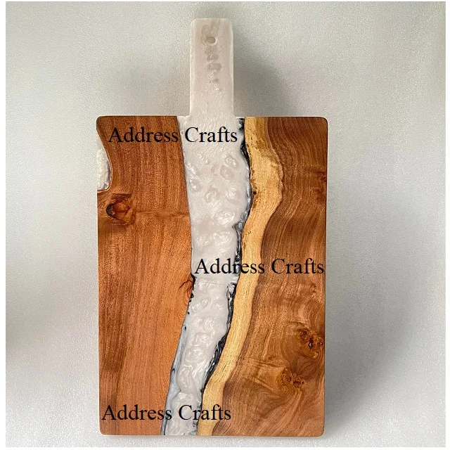 Wholesale Acacia Wood And Epoxy Resin Breakfast Boards Wooden Charcuterie Board Resin Cutting Board Kitchenware Chopping Blocks