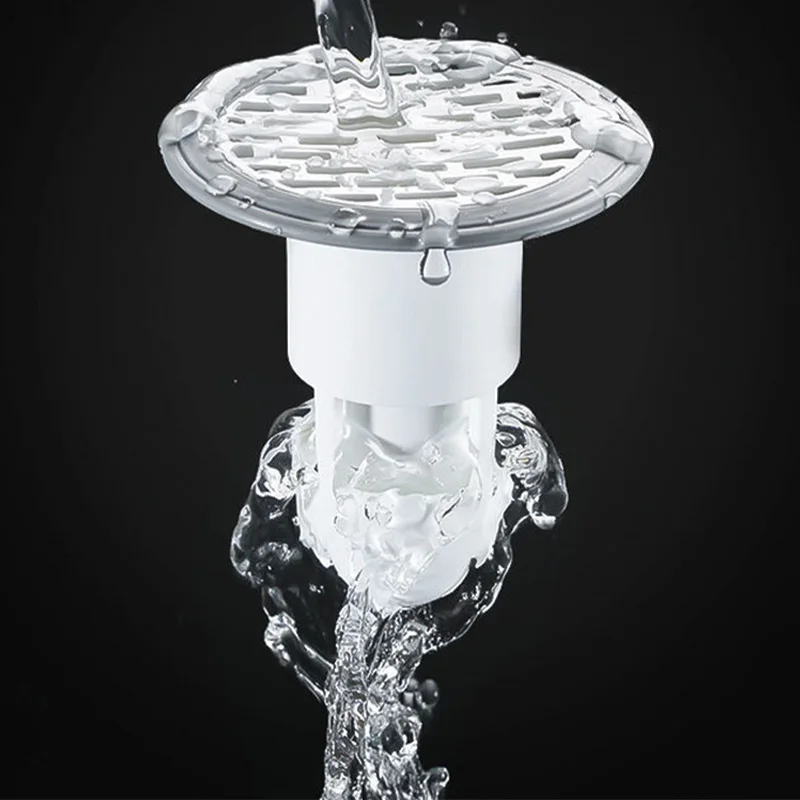 Home Long Round Water Strainer Catcher Hair Blocking Plastic Cover Tile Insert Bathroom Floor Drain