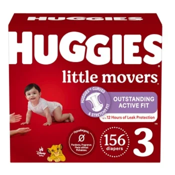 Hot Sale on Best Selling Hug-gies Diapers Little Movers Baby Diaper Size 3 (16-28 lbs) 156 Counts at Low Price