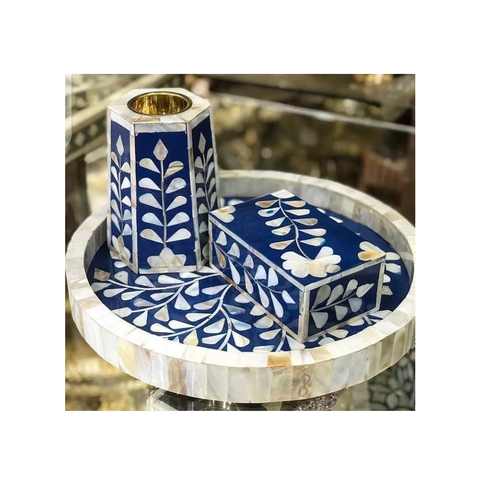 New arrival bakhoor set with bone inlay work premium quality bakhoor incense burner with box and tray set mubkhar from India