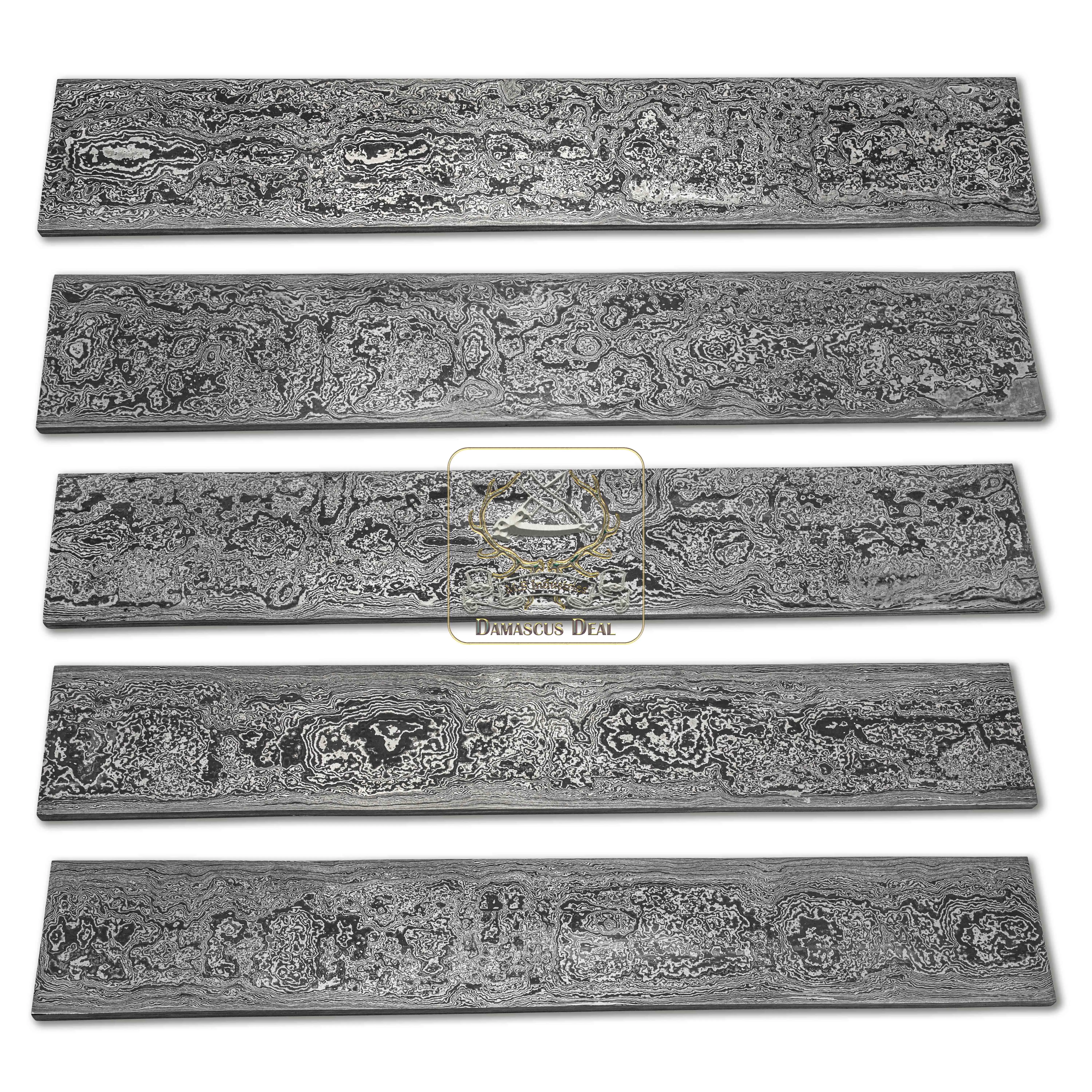 Damascus Steel Billet Random Pattern DD-Random-504 for Knife Making Hand Forged Carbon Steel Hardness 58-62 HRC Billet