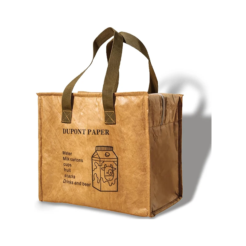 Custom Waterproof Oilproof Insulation Bento Tyvek Lunch Bag Dupont Paper Lunch Cooler Bag for Lunch Box Bags for Office Worker