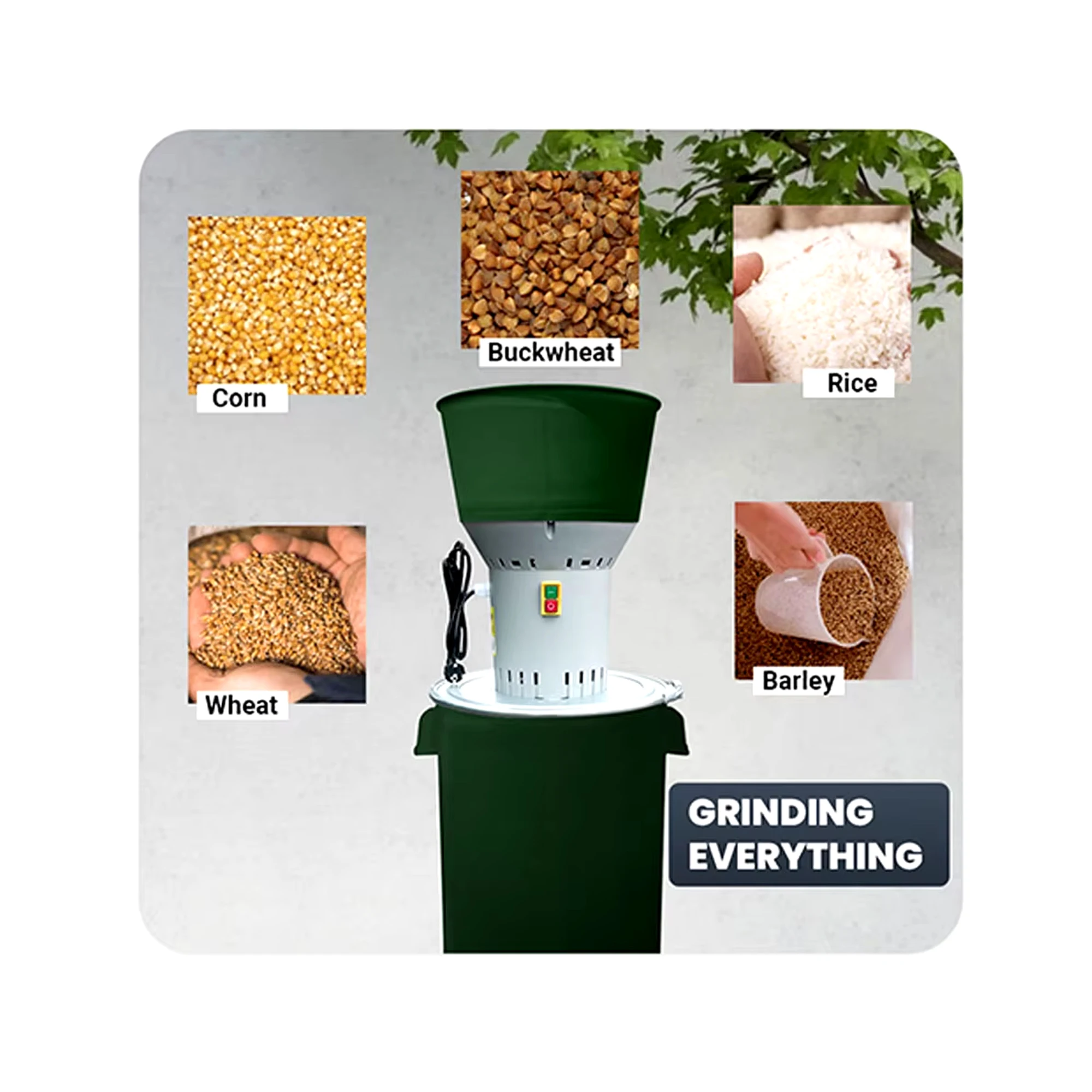 Compact Feed Crusher EUROMILL-50P Plastic Bucket 50L Capacity Easy to Use Grain Mill with On/Off Button