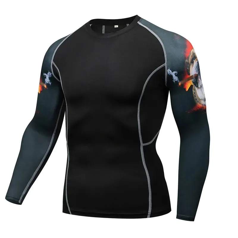 All Over Printed Rash Guard Sets Compression Rash Guard BJJ Rashguards For Men Polyester Spandex Rash Guards