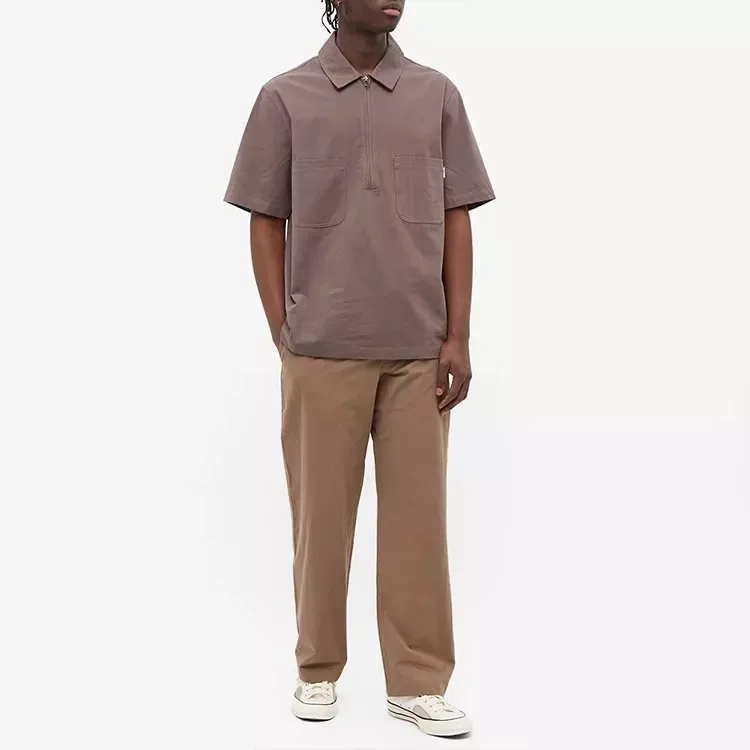 Wholesale nylon short sleeve zip up work men polo t shirt