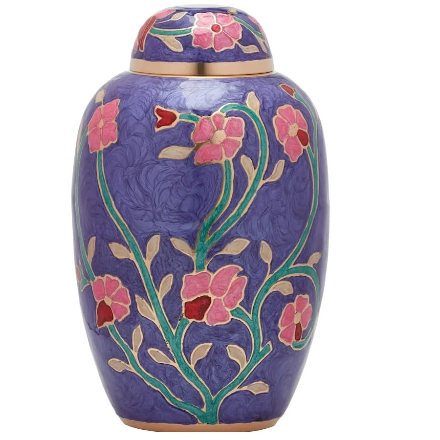 Cremation Urn  Flower Funeral Urn for Human Ashes Burial urn with Lacquer Finish 100% Brass  Flora Cream Available In Low Prices