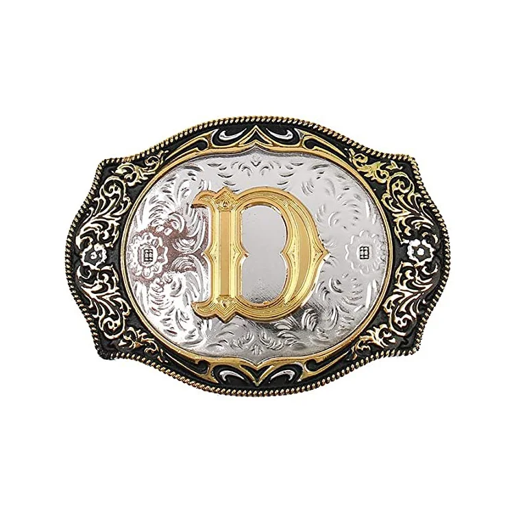 Personalized Letter Buckle Western Cowboy Stainless Steel Belt Buckle Metal Brass Custom Logo Belts Buckles