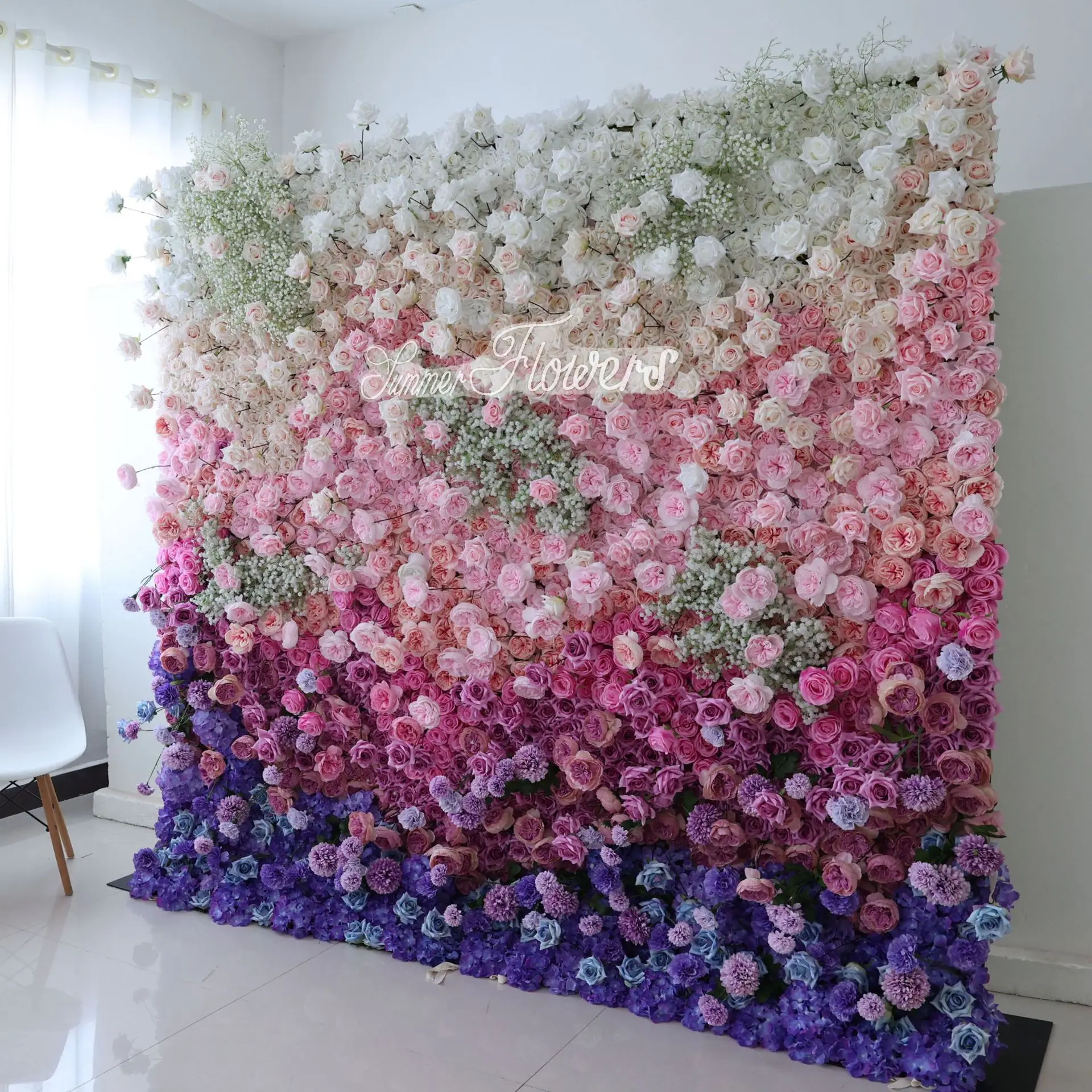 Phalaenopsis Orchid Artificial 3D Fabric Flower Wall Backdrop Roll Up 8x8ft Floral Backdrop Pink Flower Wall Panel