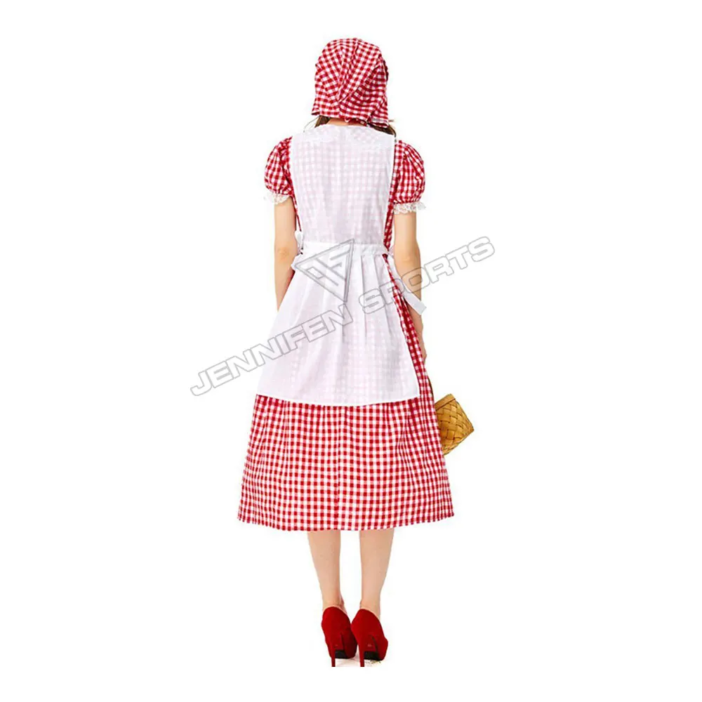 Oktoberfest женская блузка Dirndl платье клетчатое 100% хлопчатобумажная ткань Традиционная немецкая Блузка Платье с фартуком