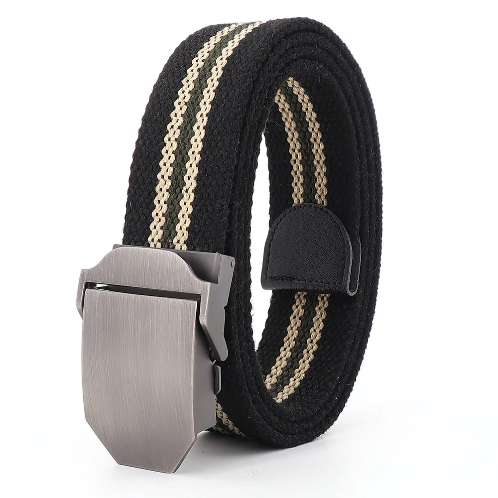 BL30 B3 Braided Woven Man Knitted Belts Factory Custom High Quality Cotton Leather Pin Buckle Webbing Strap Canvas belt