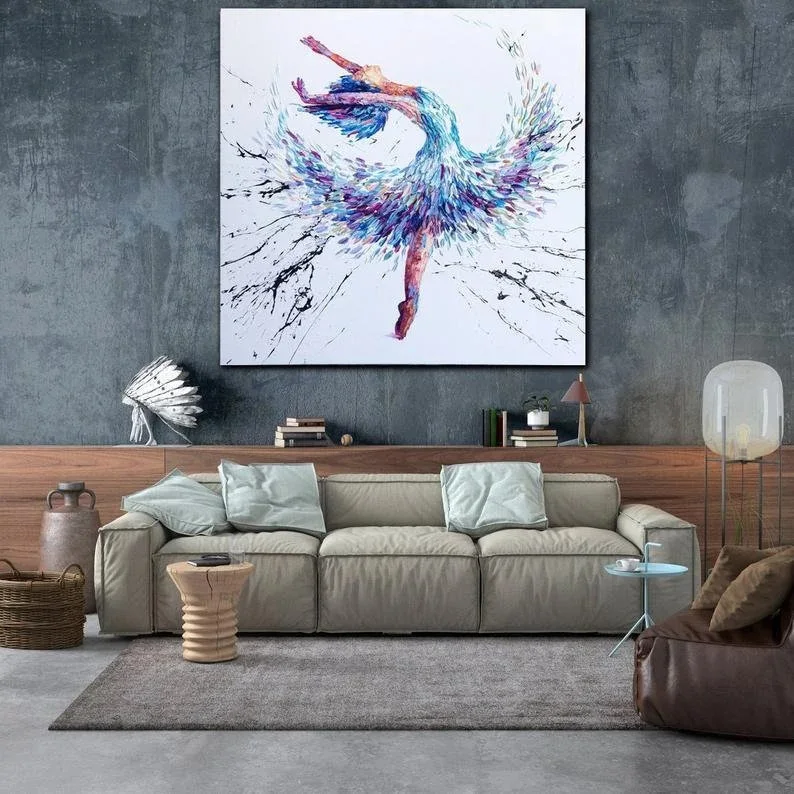 Large Ballerina Painting Dancing Girl Oil Painting Abstract Modern Art Handmade Wall Art