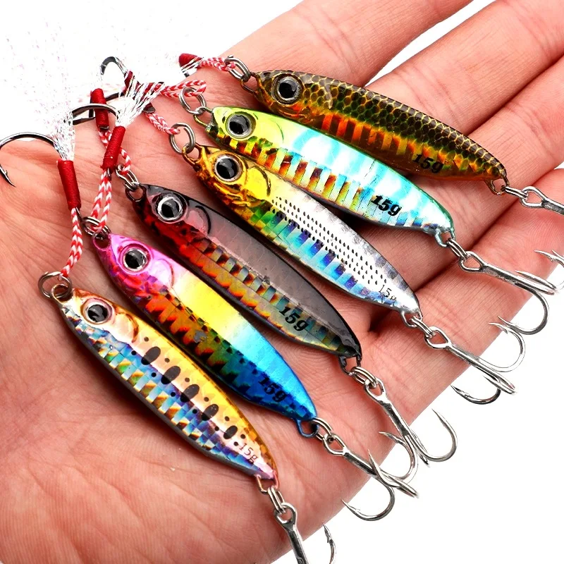 Long throw iron plate lure bait blood three hooks freshwater sea fishing perch mandarin fish bait wholesale