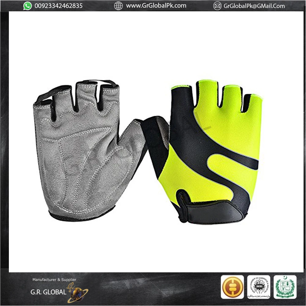 Customizable Design Deerskin Leather Gloves Fingerless Motorcycle Gloves with Gel Palm and Wrist Strap Racing Motorbike Gloves