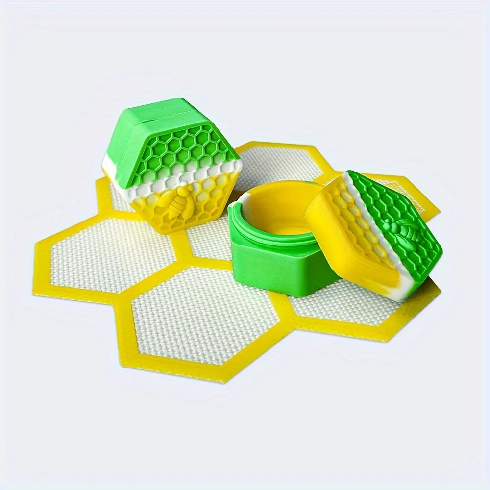 Hexagonal Bee Design Tobacco Storage Jar Silicone Oil Container Smoking Accessories