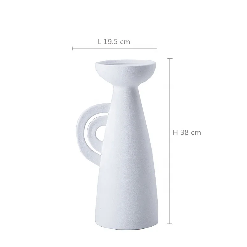 Modern Simple Home Furnishing Retro White Ceramic Flower Vases Red Sculptures Decoration Pottery Decoration