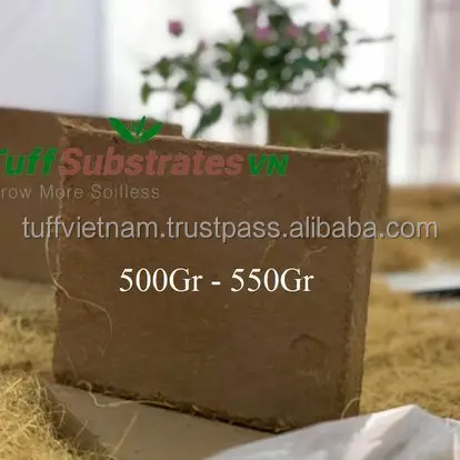 Selling Block Cocopeat Coir Pith For Plants With 550Gr Block High Quality in size 18*18*20cm good expan from Tuff Vietnam Low EC