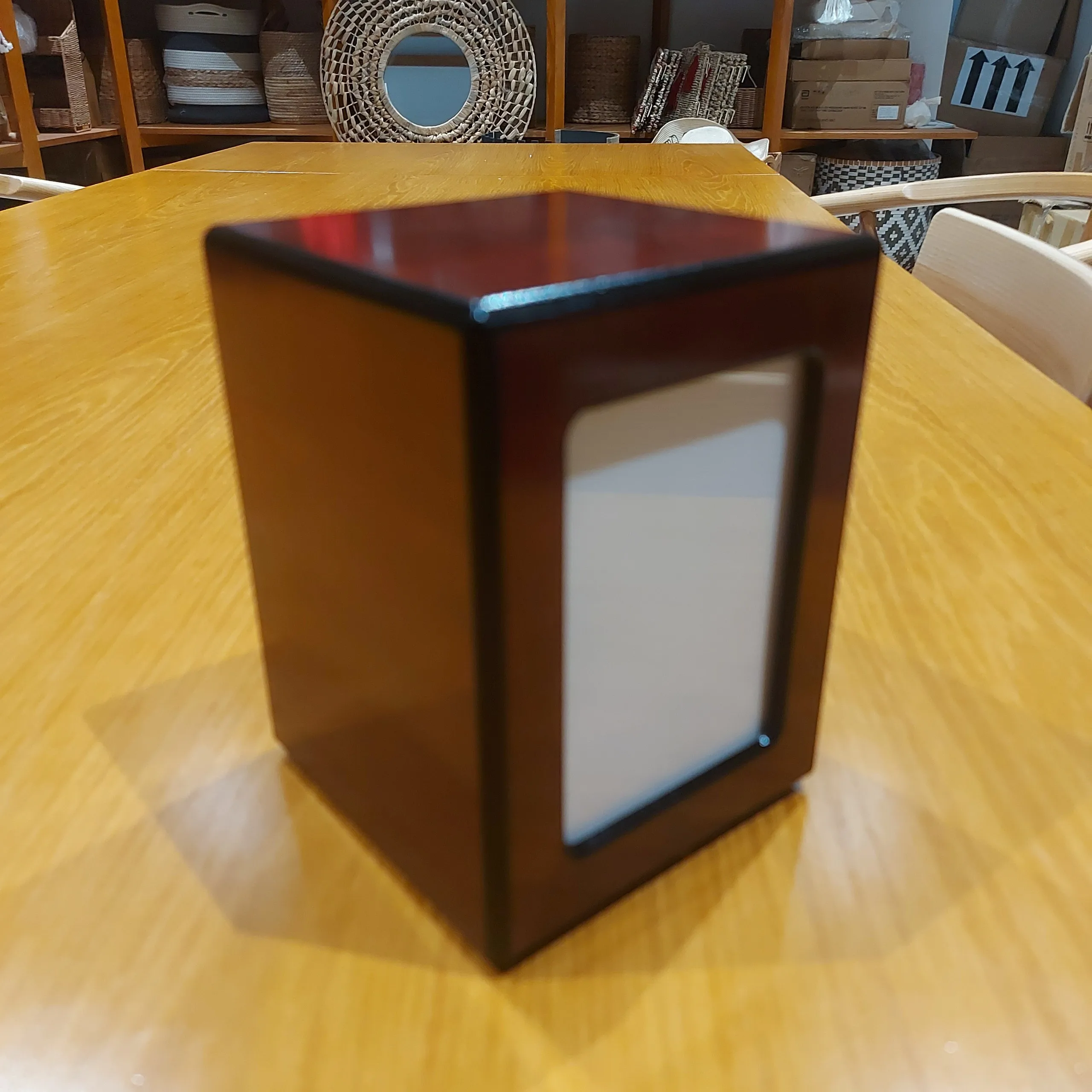 High quality best selling engraved Acacia wooden Cremation urn Paw Print Hexagon Wood Pet Urn from Viet Nam