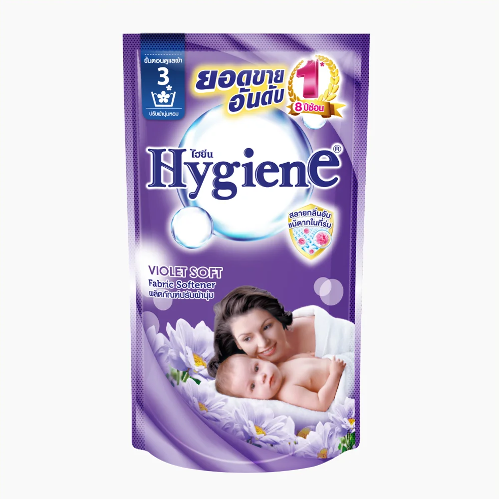 High Quality Hygiene Enzyme Fabric Sheet Clothes Textile Softener in Violet Size 580ml with Smooth and good Scent