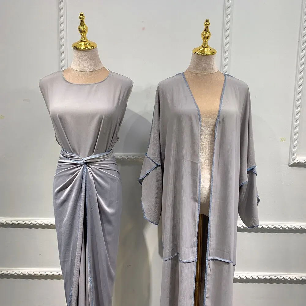 2022 new turkey African robes kaftan abaya style satin silk long gown evening party casual dress