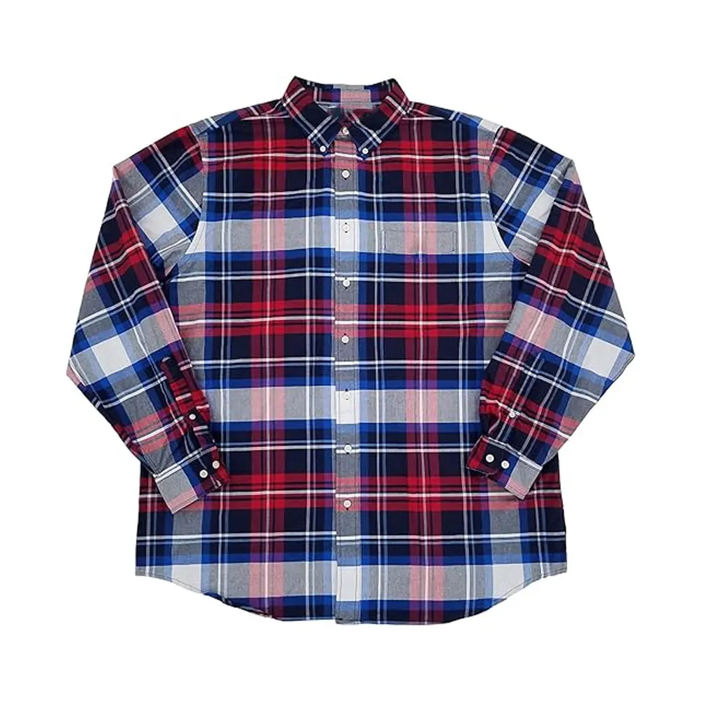 Reasonable Price Men Red White Blue Plaid Long Sleeve Button-Down Shirt Available In All Styles And Design