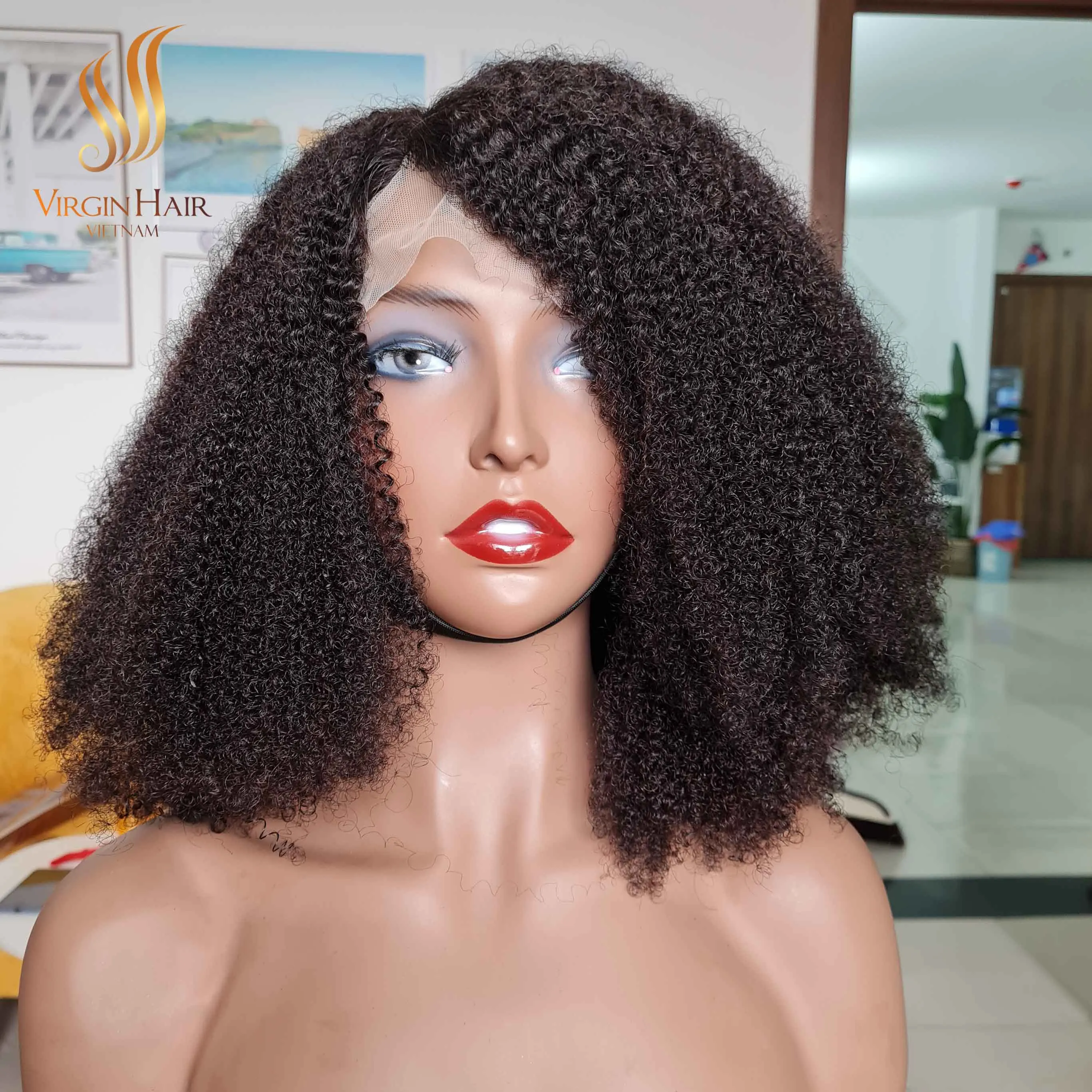 [CAMBODIAN RAW HAIR] High Quality Factory Price Raw Afro Kinky Curly Hd Lace Front Human Hair Wig