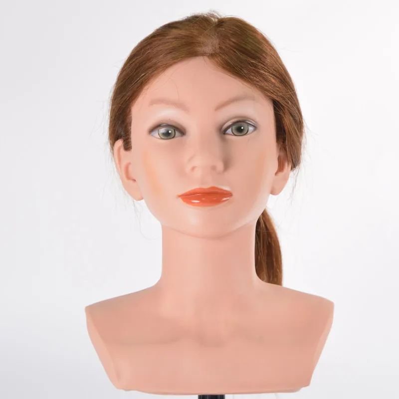 Cosmetology 100% Real Human Hair Salon Practice Hairdresser Training Head Mannequin Dummy Doll Mannequin Head With Shoulders