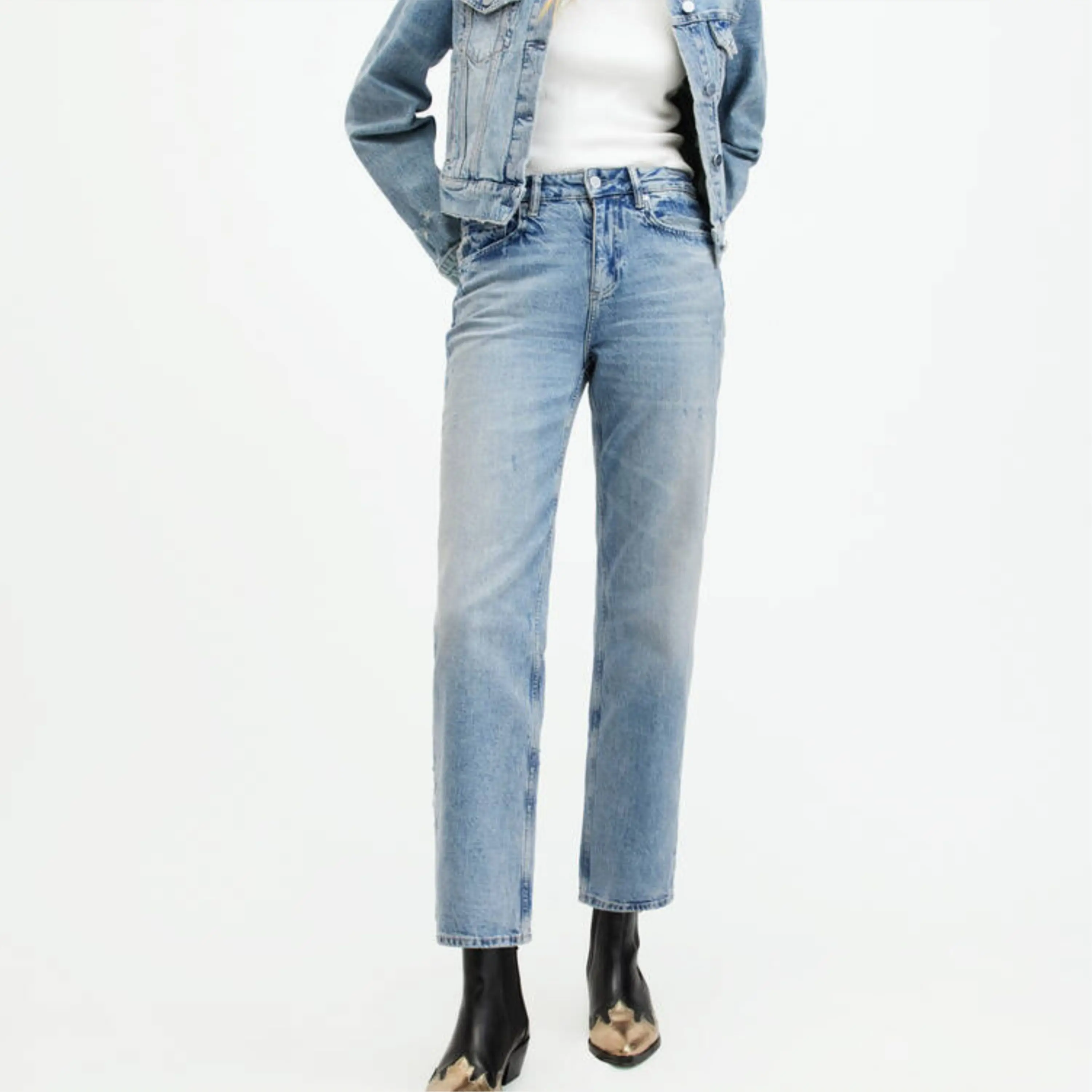 2024 Wholesale High Quality Casual Ladies Jeans Loose Straight Wide-leg Women Jeans Denim Pants Women High Waisted Jeans
