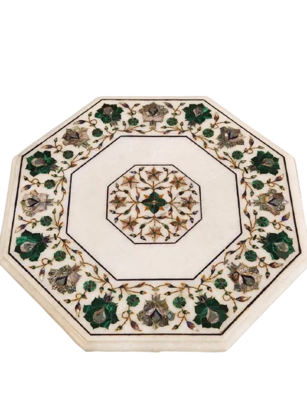 Italian Marble Semi Precious Stone Inlay Coffee Table Top Micro Mosaic Inlay Table