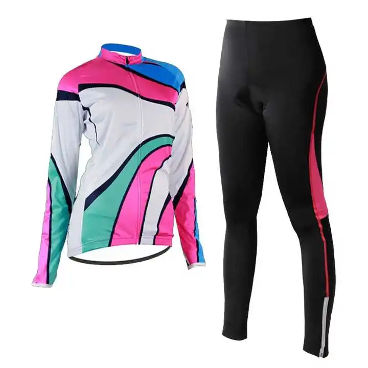 Women Cycling Jersey Bib Shorts Set Summer Mountain Bike Bicycle Suit Anti-UV Bicycle Team Racing Uniform Clothes