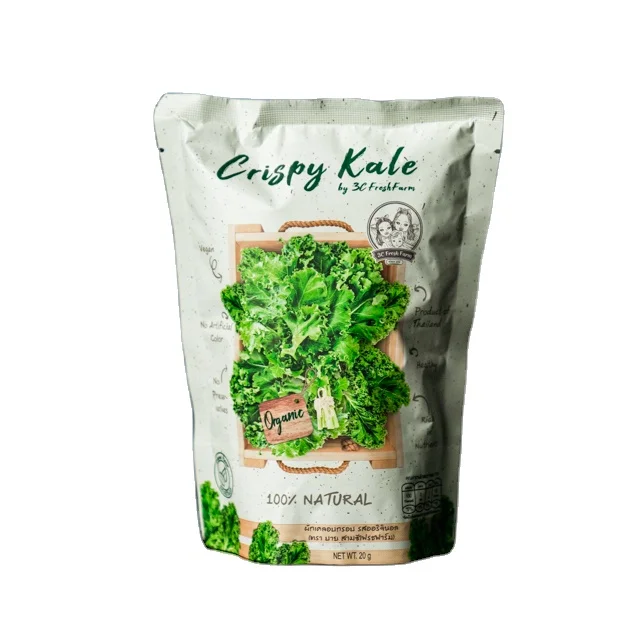 Ready to eat 100% Organic Premium Quality Crispy Kale Product of Thailand Vegetable Snack