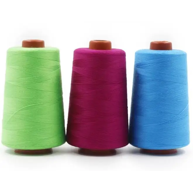Прямая Продажа с фабрики 602 полиэфирная швейная нить 5000 ярдов окрашенная Нижняя линия Высокая машина ручная Автомобильная прошивка пряжа