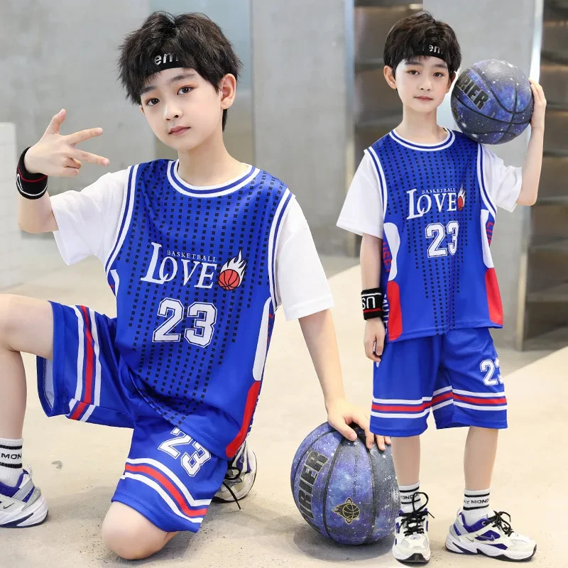 Kids Basketball Jersey Set for Children Quick Drying Breathable Team Club Professional Basketball Sports Uniform Big Size