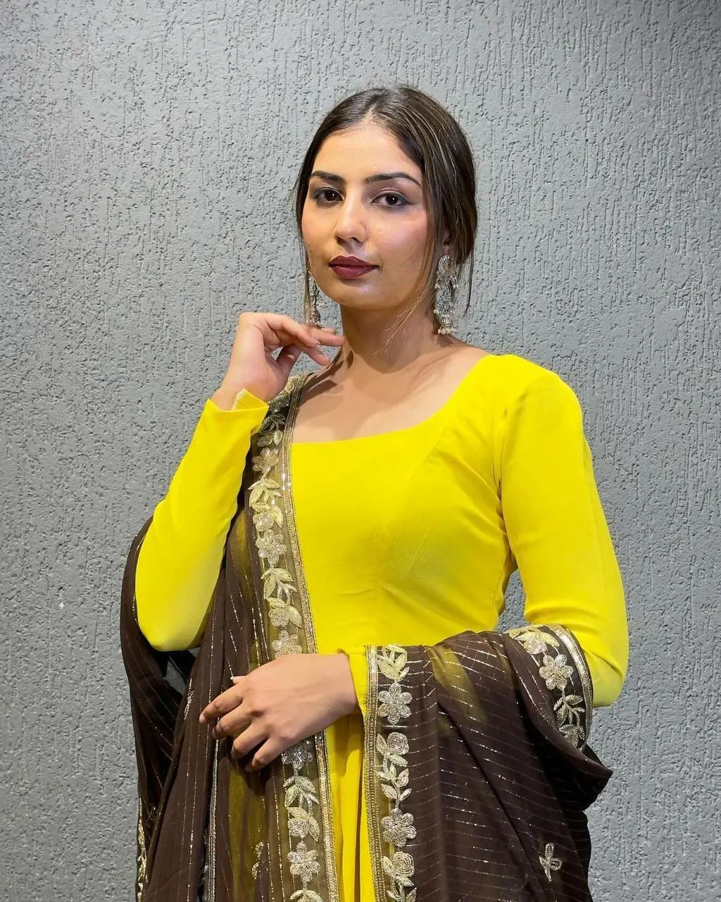 Traditional Indian Style Georgette Embroidery Work Heavy Long Anarkali Gown for Girls for Party Wedding Model Number Fancy